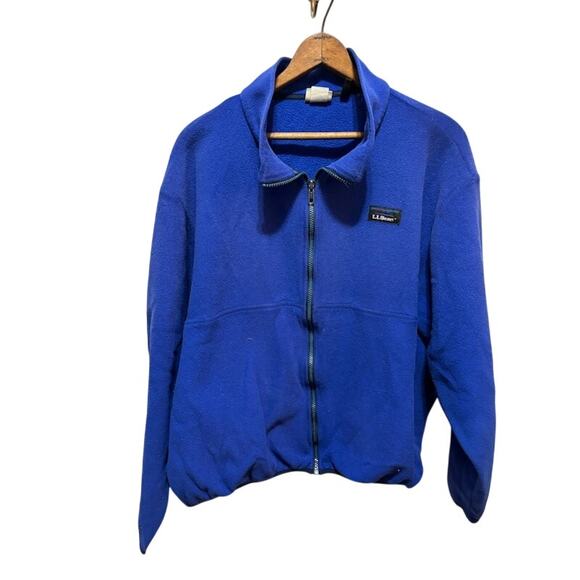 Vintage vtg L. L. Bean fleece jacket royal blue full zip sz women's XL coat - Picture 1 of 6